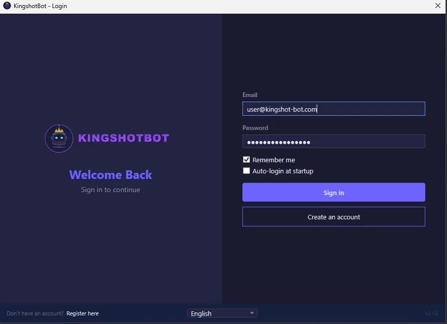 Kingshot Bot — Sign in with Google or Facebook in one click