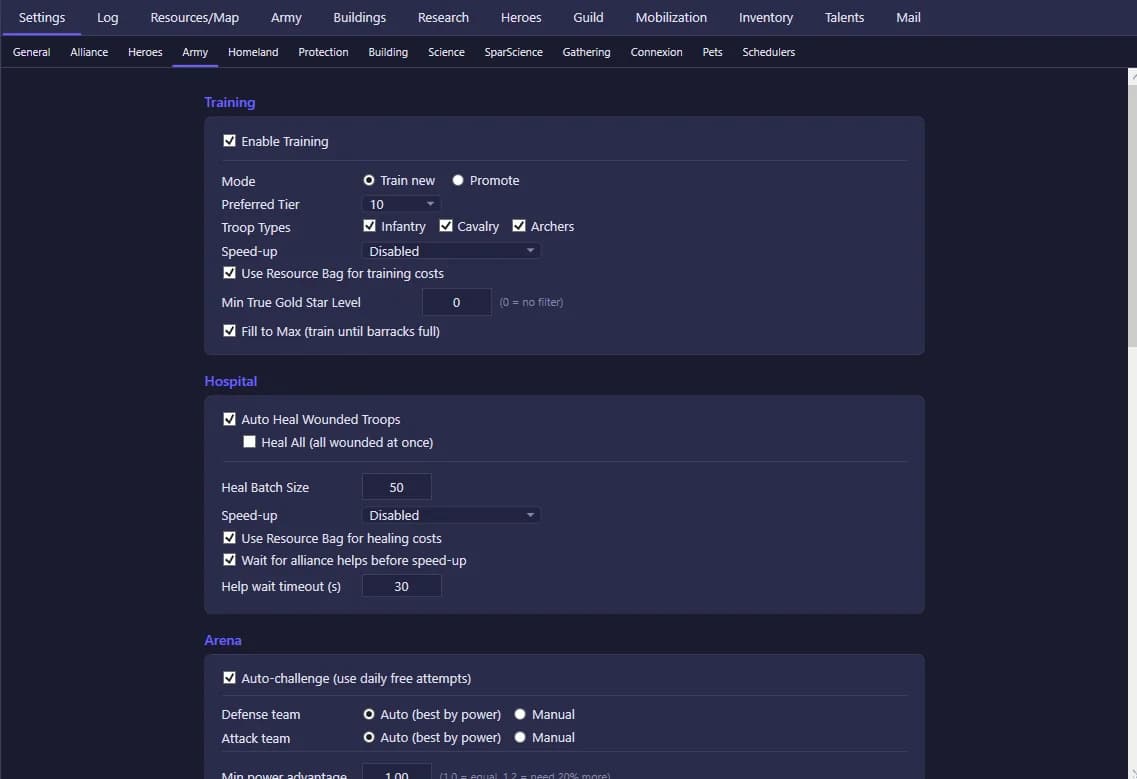 Kingshot Bot army training automation — queues managed automatically